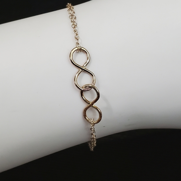 Infinity Gold Tone Double Chain Bracelet NWT - Picture 6 of 7